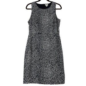 J.Crew Sleeveless Sheath Dress Womens Size 10 Navy Blue White Polka Dot Lined